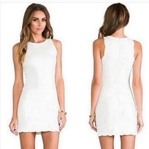 FOR LOVE & LEMONS "Rosarito" Ivory Scalloped Bodycon Mini Dress - Size L